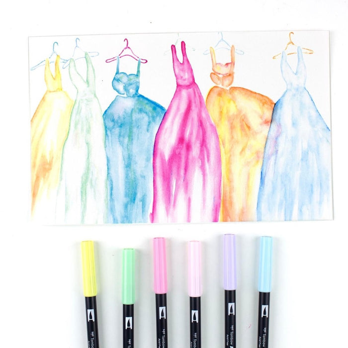 Tombow ABT Dual Brush Pen 6 Colour Set - Pastel