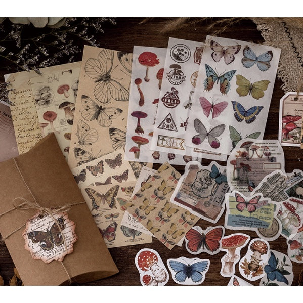 Vintage Style Collage Journaling Pack - Butterflies & Toadstools