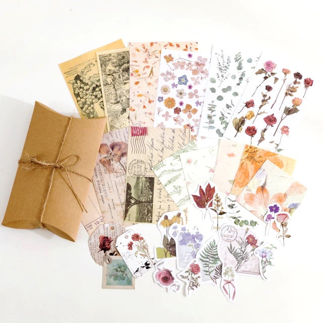 Vintage Style Collage Journaling Pack - Pressed Flowers