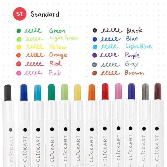 Zebra Clickart Retractable Marker Pens 12 Pack - Standard Colours