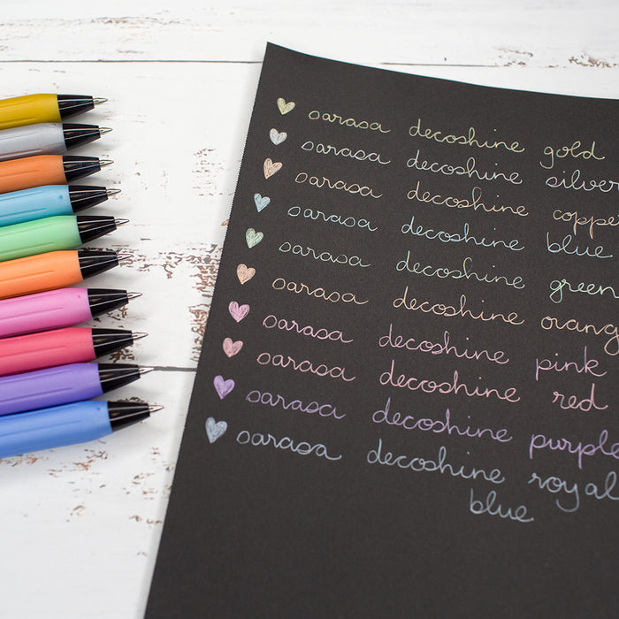 Zebra Sarasa Clip Decoshine Metallic Gel Pens 0.5mm - 10 Colour Set