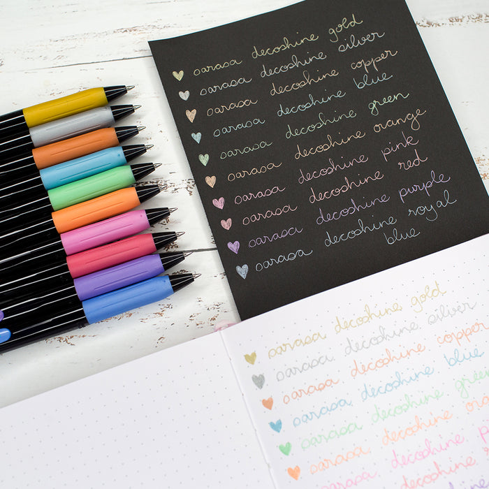 Zebra Sarasa Clip Decoshine Metallic Gel Pens 0.5mm - 10 Colour Set