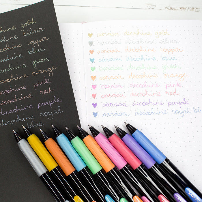 Zebra Sarasa Clip Decoshine Metallic Gel Pens 0.5mm - 10 Colour Set