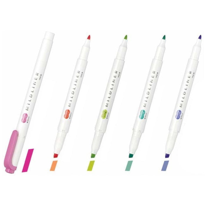 Zebra Mildliner Double-Sided Highlighter 5 Colour Set - Bright