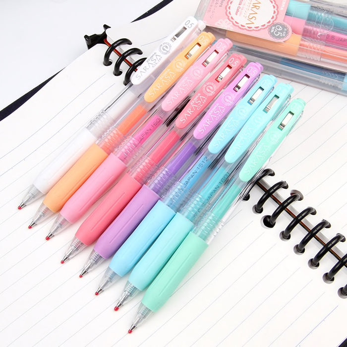 Zebra Sarasa Clip Gel Pens 0.5mm - 8 Colour Set - Milk Colours