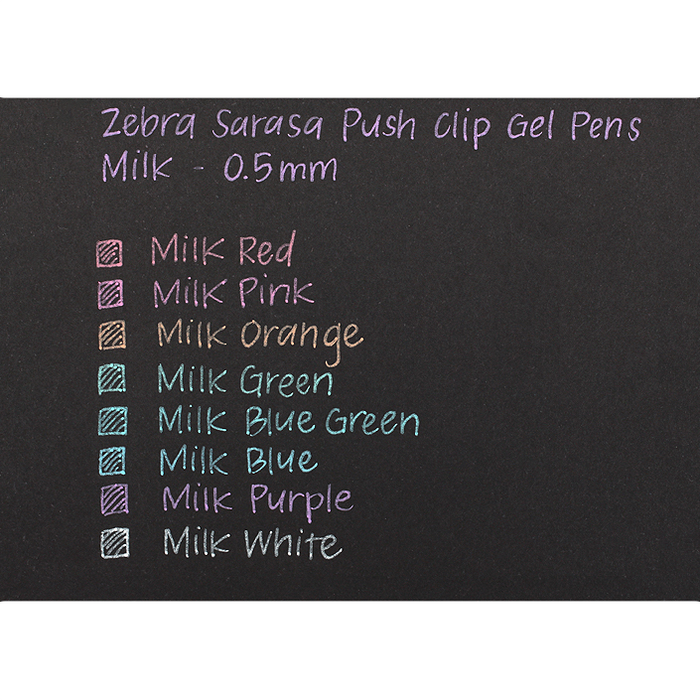Zebra Sarasa Clip Gel Pens 0.5mm - 8 Colour Set - Milk Colours