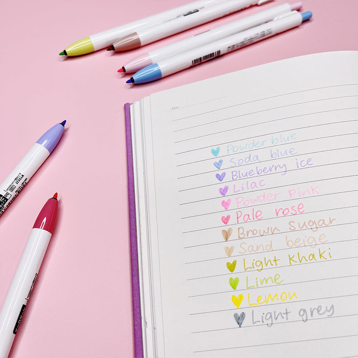 Zebra Clickart Retractable Marker Pens 12 Pack - Pale Colours