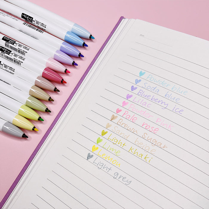 Zebra Clickart Retractable Marker Pens 12 Pack - Pale Colours